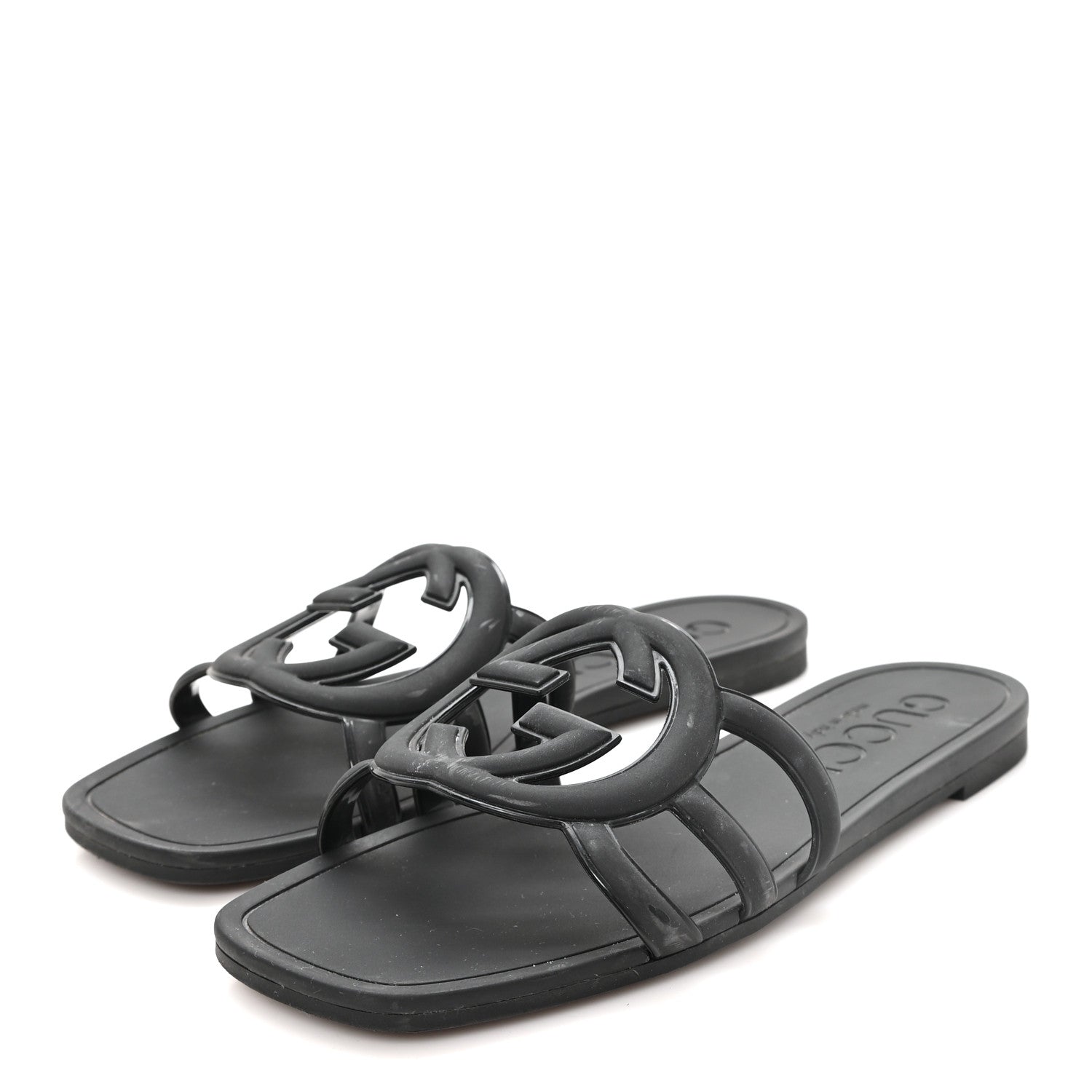 Gucci Rubber Womens Interlocking G Slide Sandals  36 Black 4 of 9