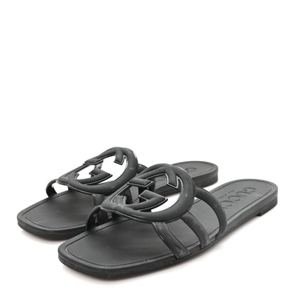 Gucci Rubber Womens Interlocking G Slide Sandals  36 Black 4 of 9