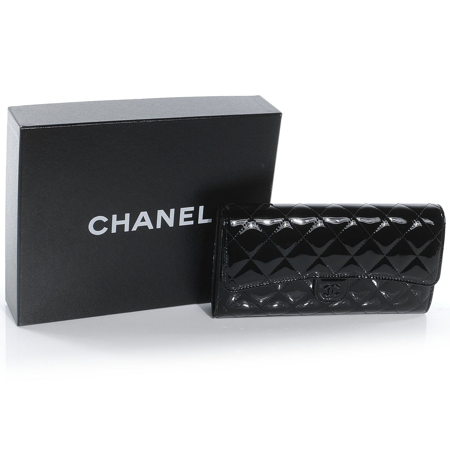 Chanel Patent Quilted Travel Wallet Black 4 of 8