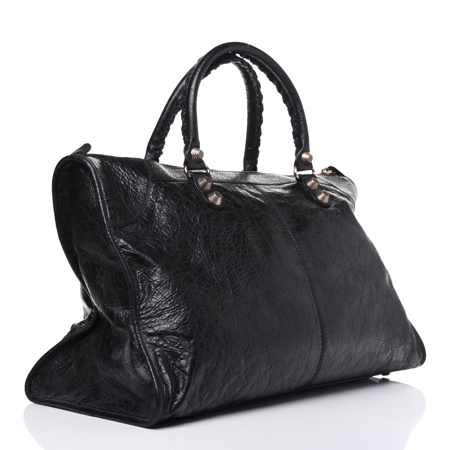 Agneau Giant 12 Rose Gold Hardware Weekender Black