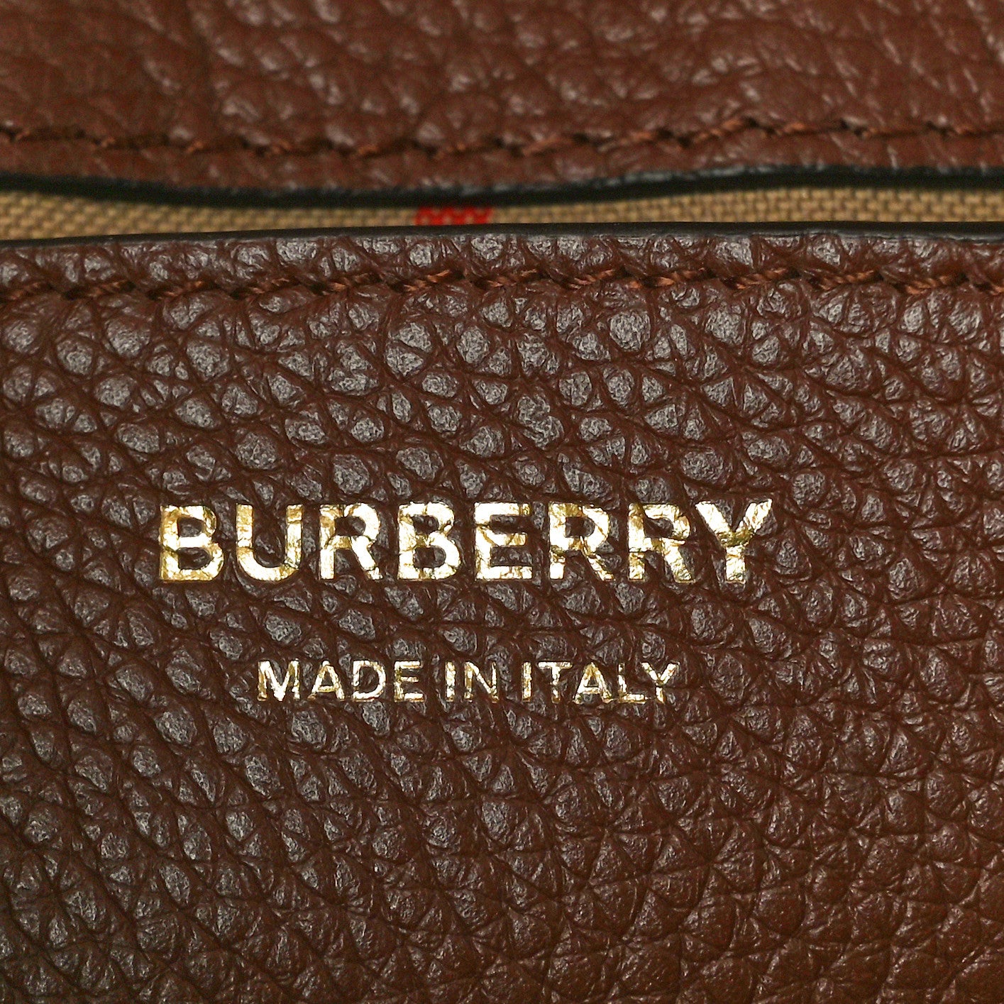 Grainy Calfskin Vintage Check Note Crossbody Bag Malt Brown