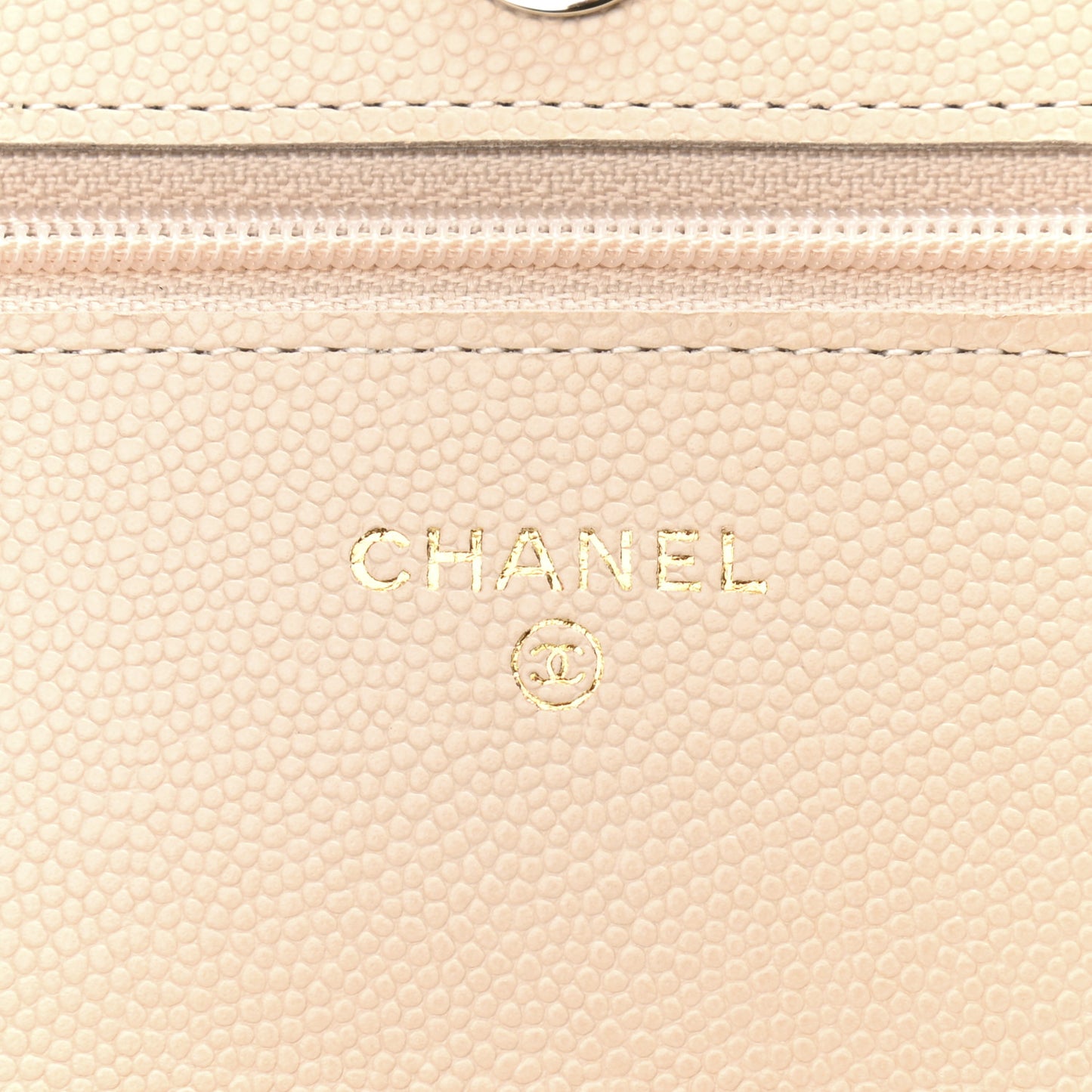 Caviar Quilted Coco Candy Wallet On Chain WOC Beige