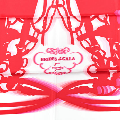 Hermes Silk Brides De Gala Shadow Scarf 90 White Rouge Rose Vif 4 of 4