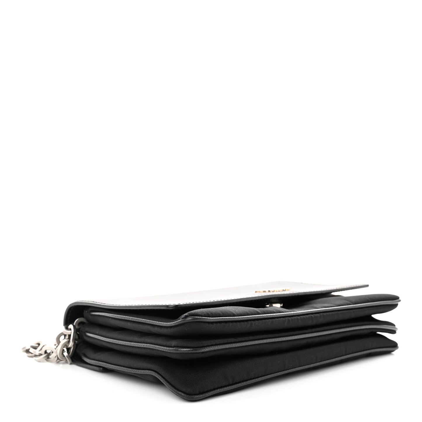 Saffiano Tessuto Nylon Chain Shoulder Bag Black