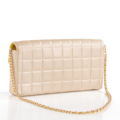 Chanel Lambskin Quilted East West Chocolate Bar Flap Light Gold 3 of 8