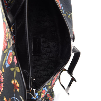 Christian Dior Canvas Floral Saddle Bag Black 5 of 13
