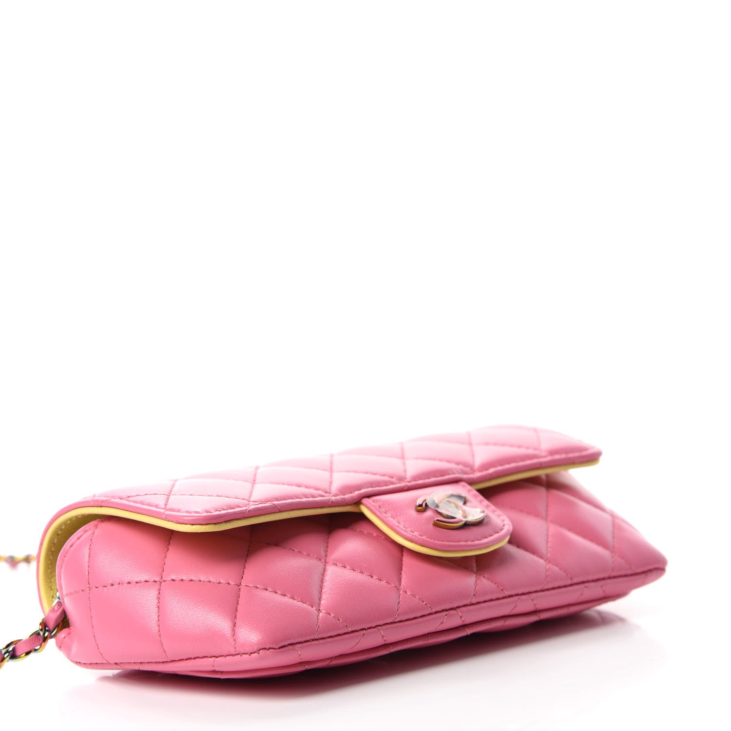 Chanel Lambskin Quilted Glasses Case With Chain Pink Yellow 4 of 12