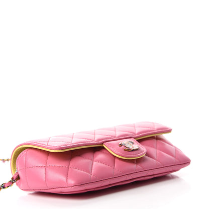 Chanel Lambskin Quilted Glasses Case With Chain Pink Yellow 4 of 12