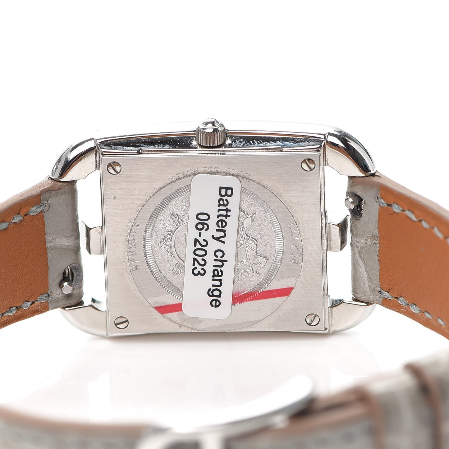 Stainless Steel Alligator Diamond Bezel Grey Sapphire Mother of Pearl 23mm Cape Cod Quartz Watch Gris Perle