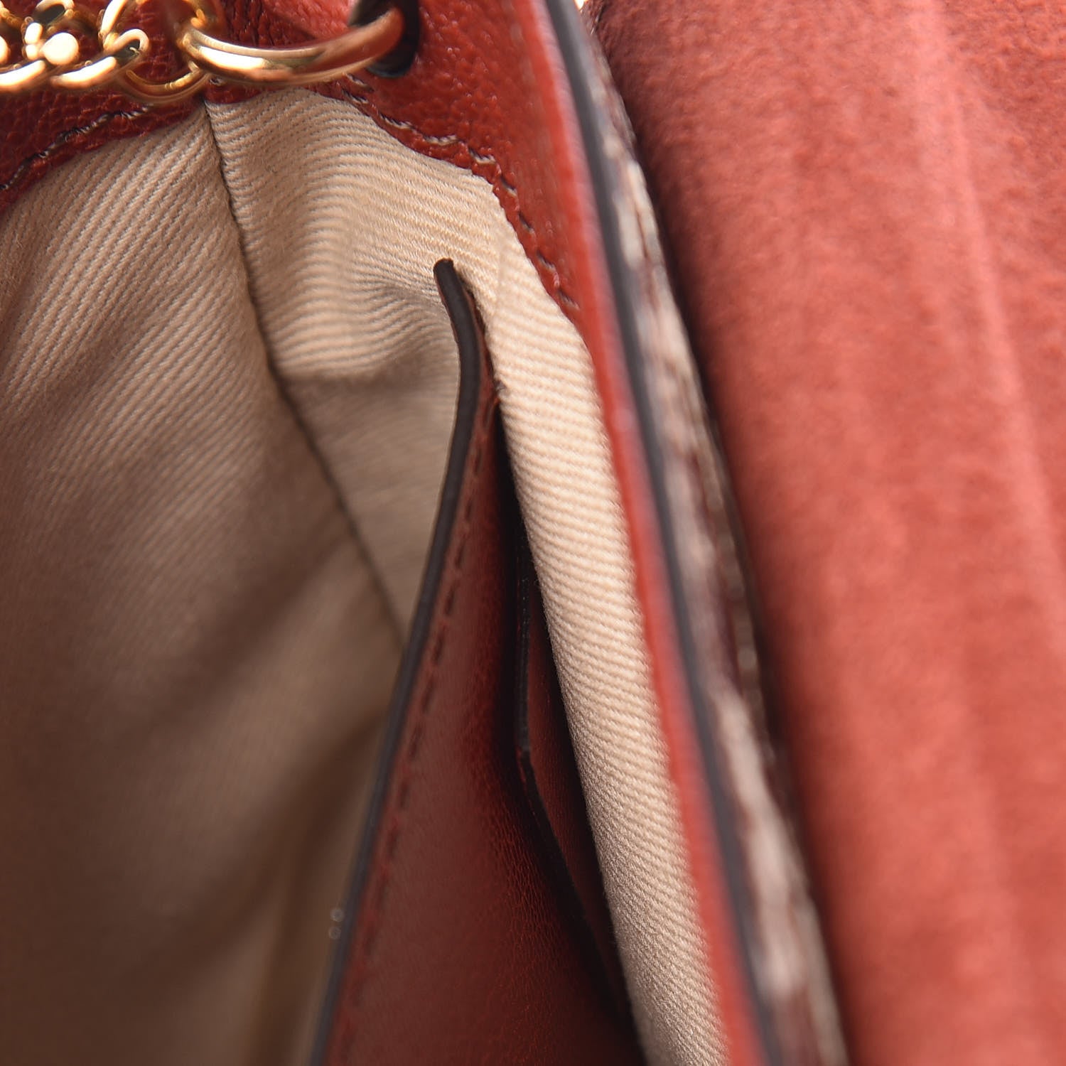 Chloe Calfskin Lizard Embossed Small Aby Lock Sepia Brown 7 of 9