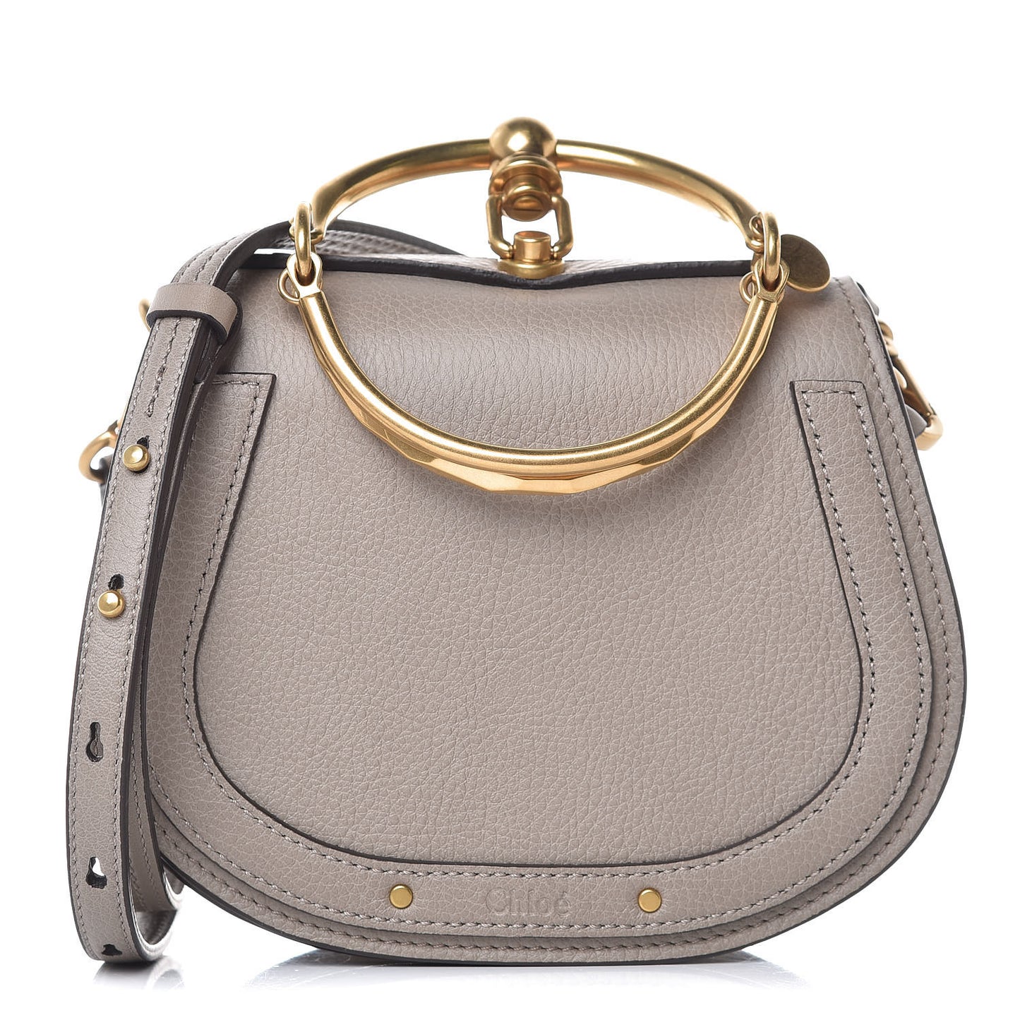 Calfskin Suede Small Nile Bracelet Bag Motty Grey