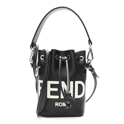 Fendi Vitello King F is Fendi Logo Embossed Mini Mon Tresor Bucket Bag Black 1 of 10