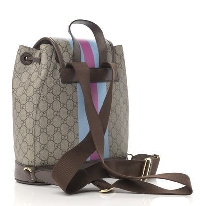 Gucci GG Supreme Monogram Equestrian Textured Dollar Calfskin Retro Interlocking G Buckle Backpack Beige Ebony Multicolor New Acero 3 of 12