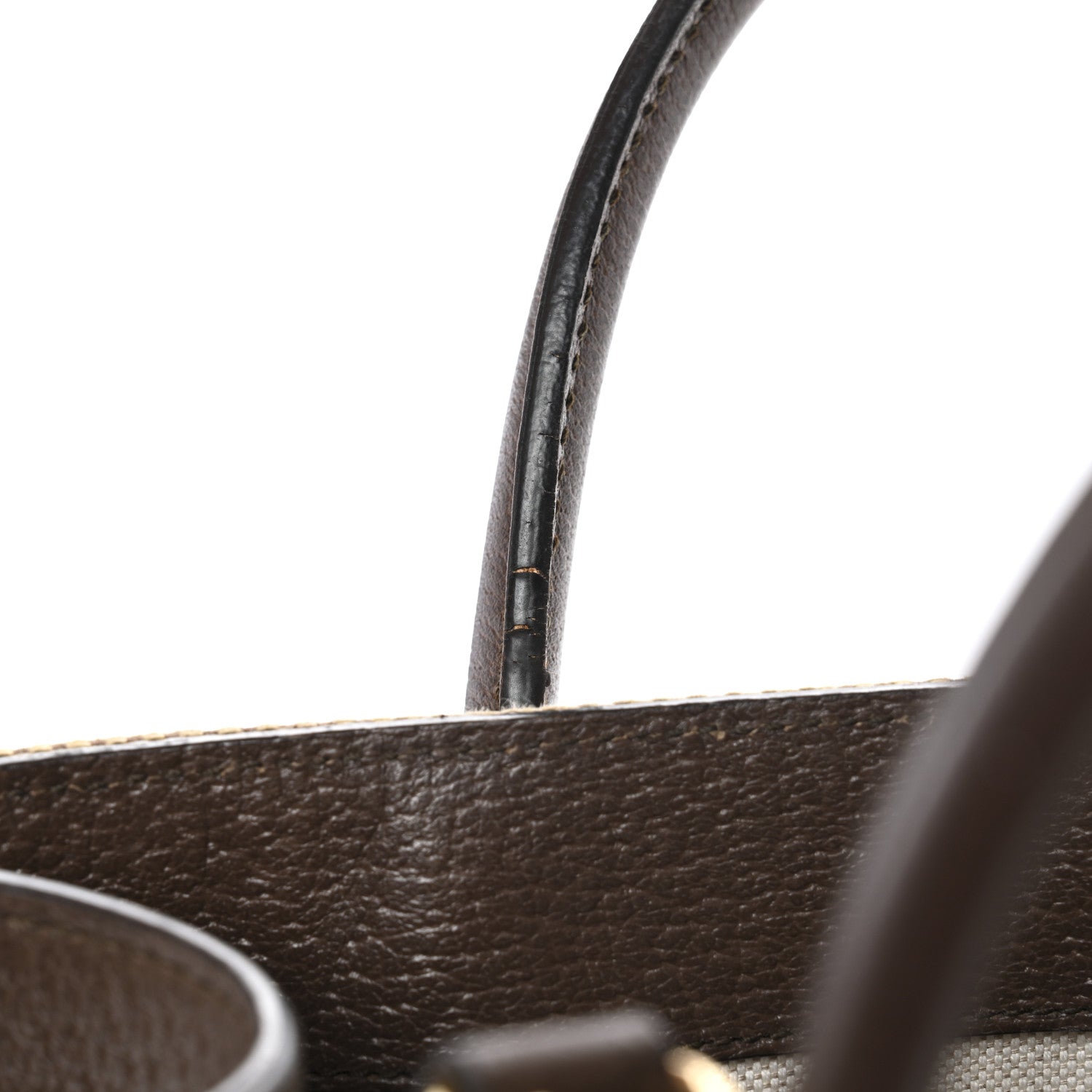 Gucci Monogram Jumbo GG Textured Dollar Calfskin Web Small Tote Bag Camel Ebony New Acero 19 of 20
