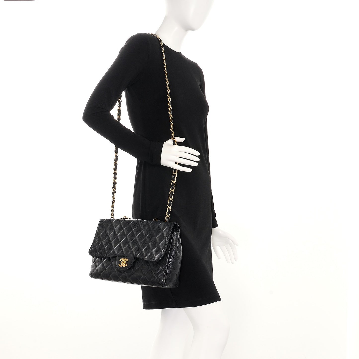 Caviar Quilted Jumbo Single Flap Black