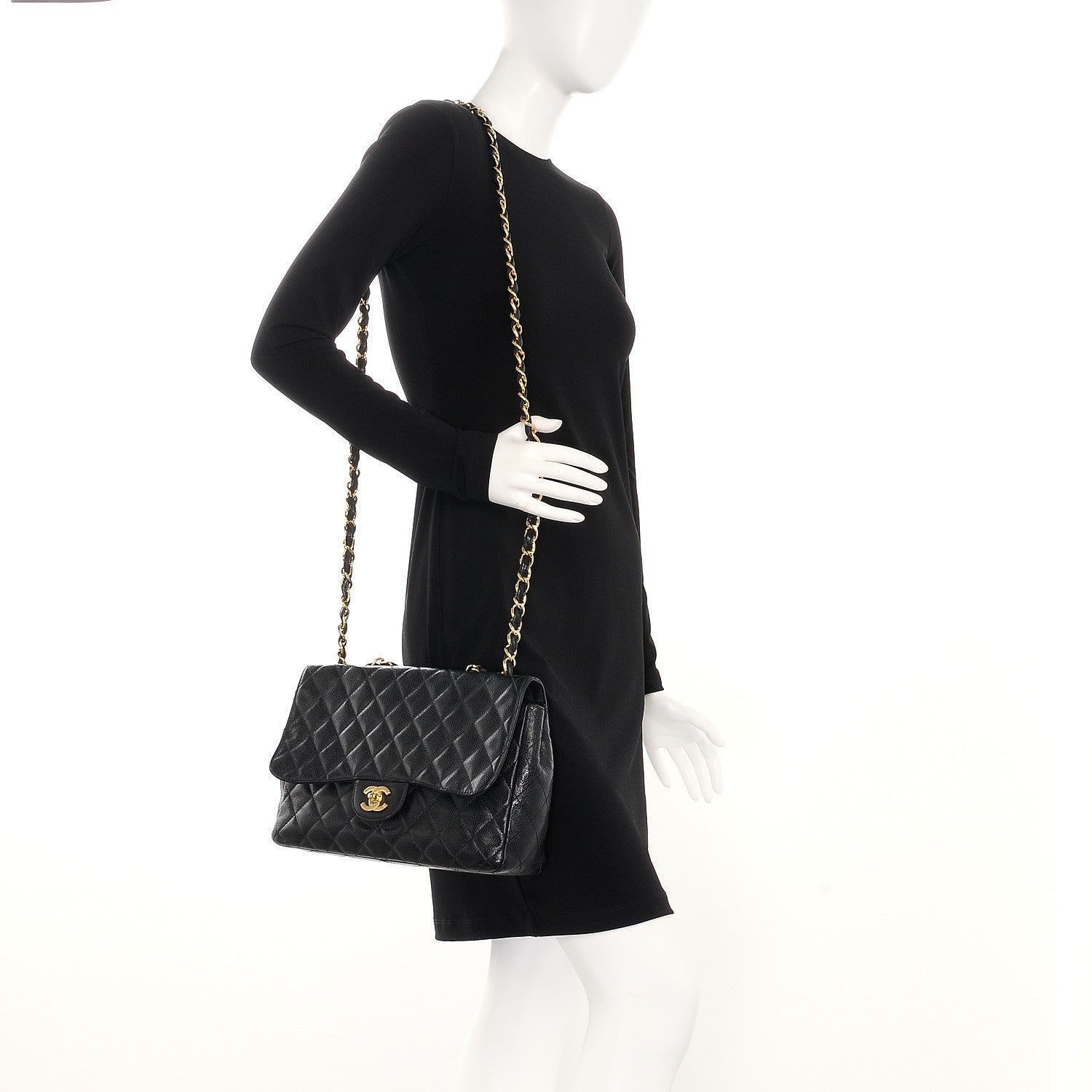 Chanel Caviar Quilted Jumbo Single Flap Black 2 of 14