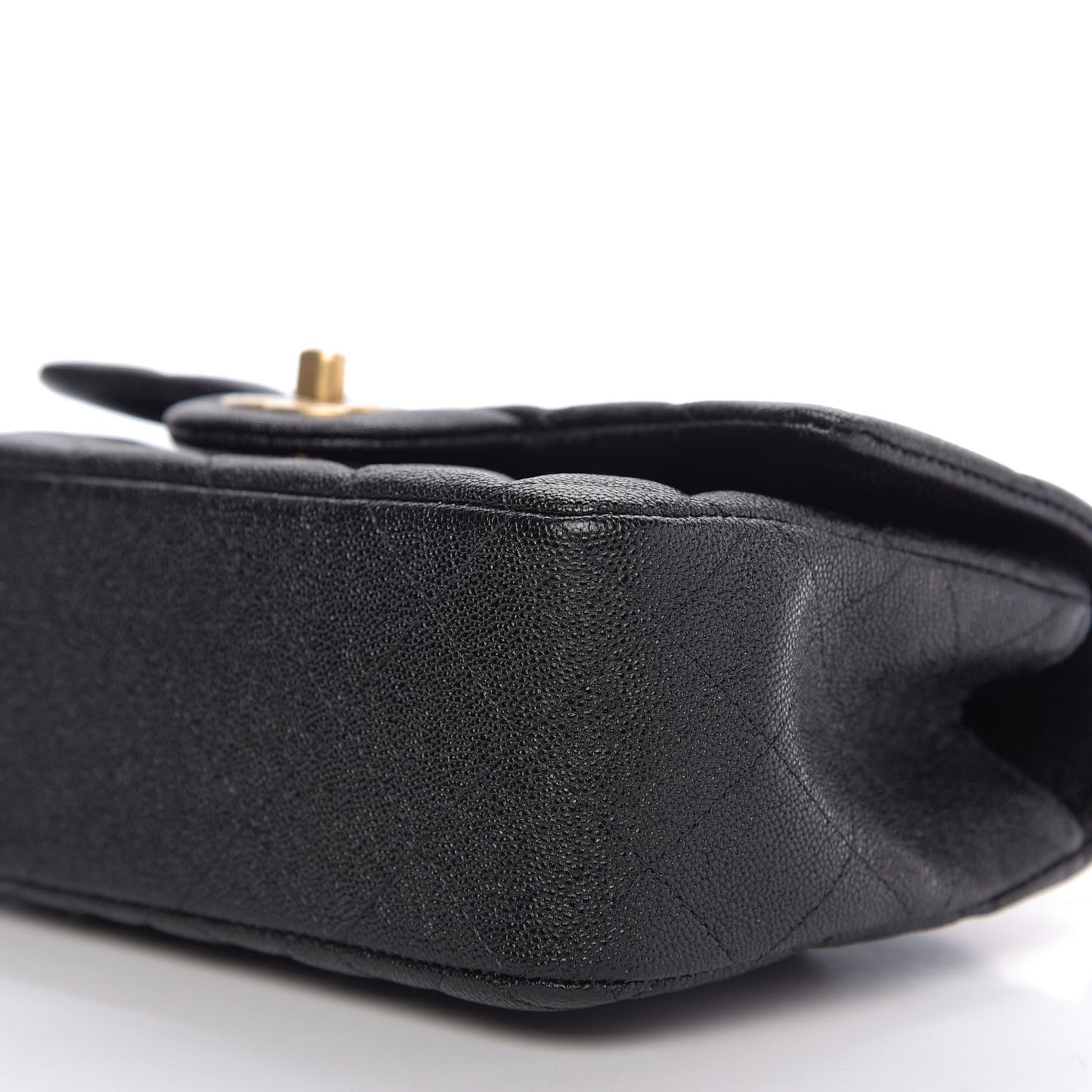 Caviar Quilted Mini Top Handle Rectangular Flap Black