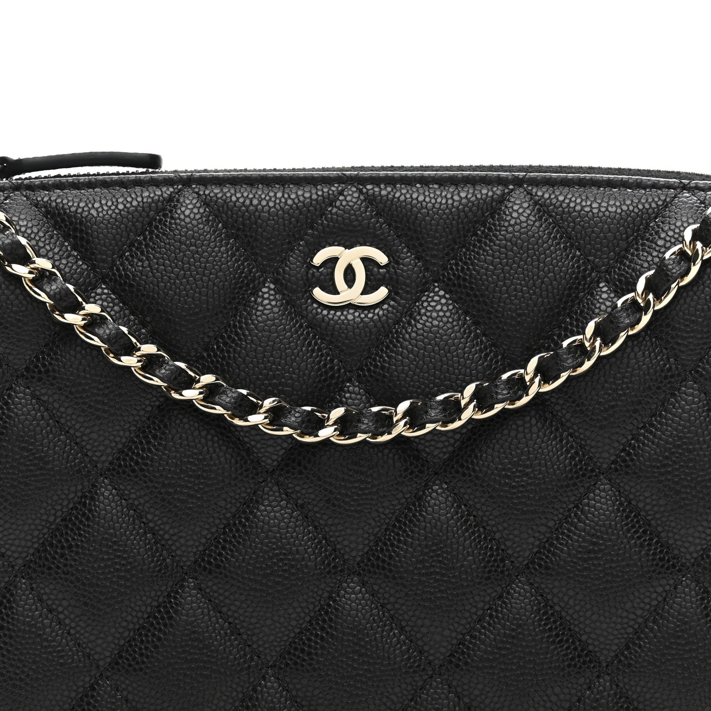 Caviar Quilted Purse With Chain Black