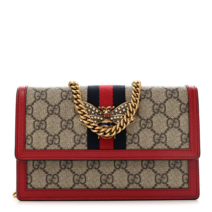 Gucci GG Supreme Monogram Web Queen Margaret Chain Wallet Red 1 of 14