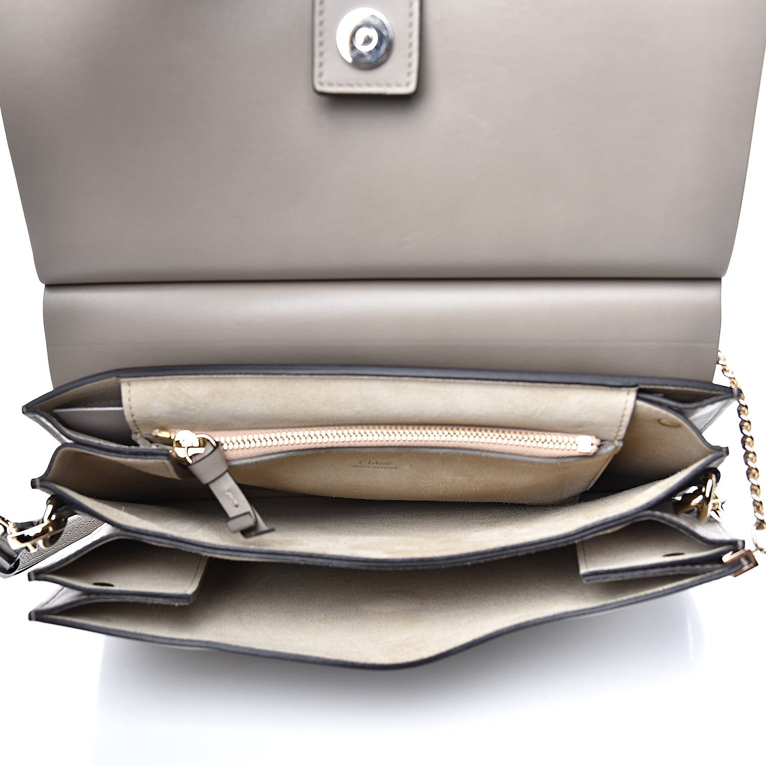 Chloe Calfskin Suede Medium Faye Shoulder Bag Motty Grey 4 of 10