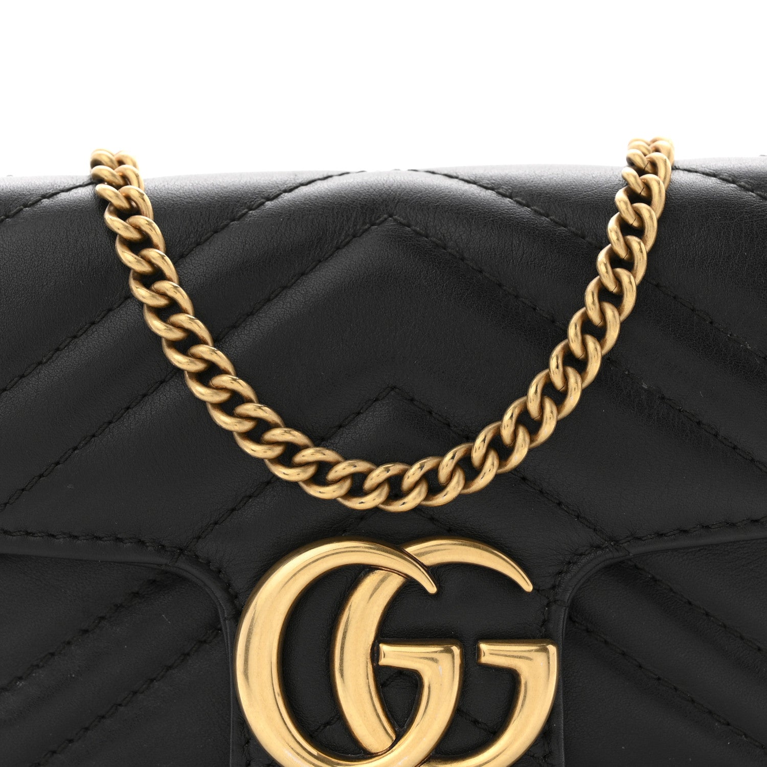 Gucci Calfskin Matelasse Super Mini GG Marmont Shoulder Bag Black 8 of 10