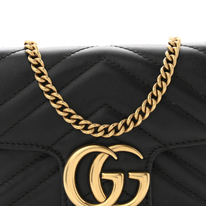 Gucci Calfskin Matelasse Super Mini GG Marmont Shoulder Bag Black 8 of 10