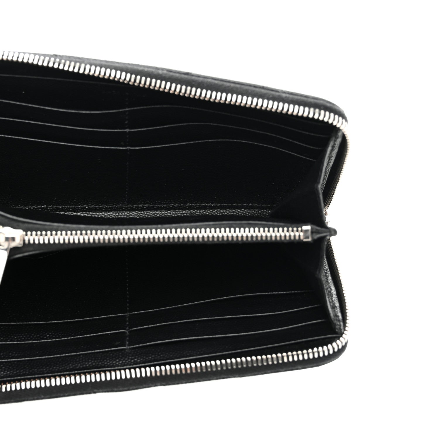 Saint Laurent Grain De Poudre Matelasse Chevron Monogram Zip Around Wallet Black 5 of 9
