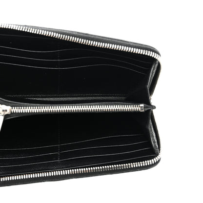 Saint Laurent Grain De Poudre Matelasse Chevron Monogram Zip Around Wallet Black 5 of 9