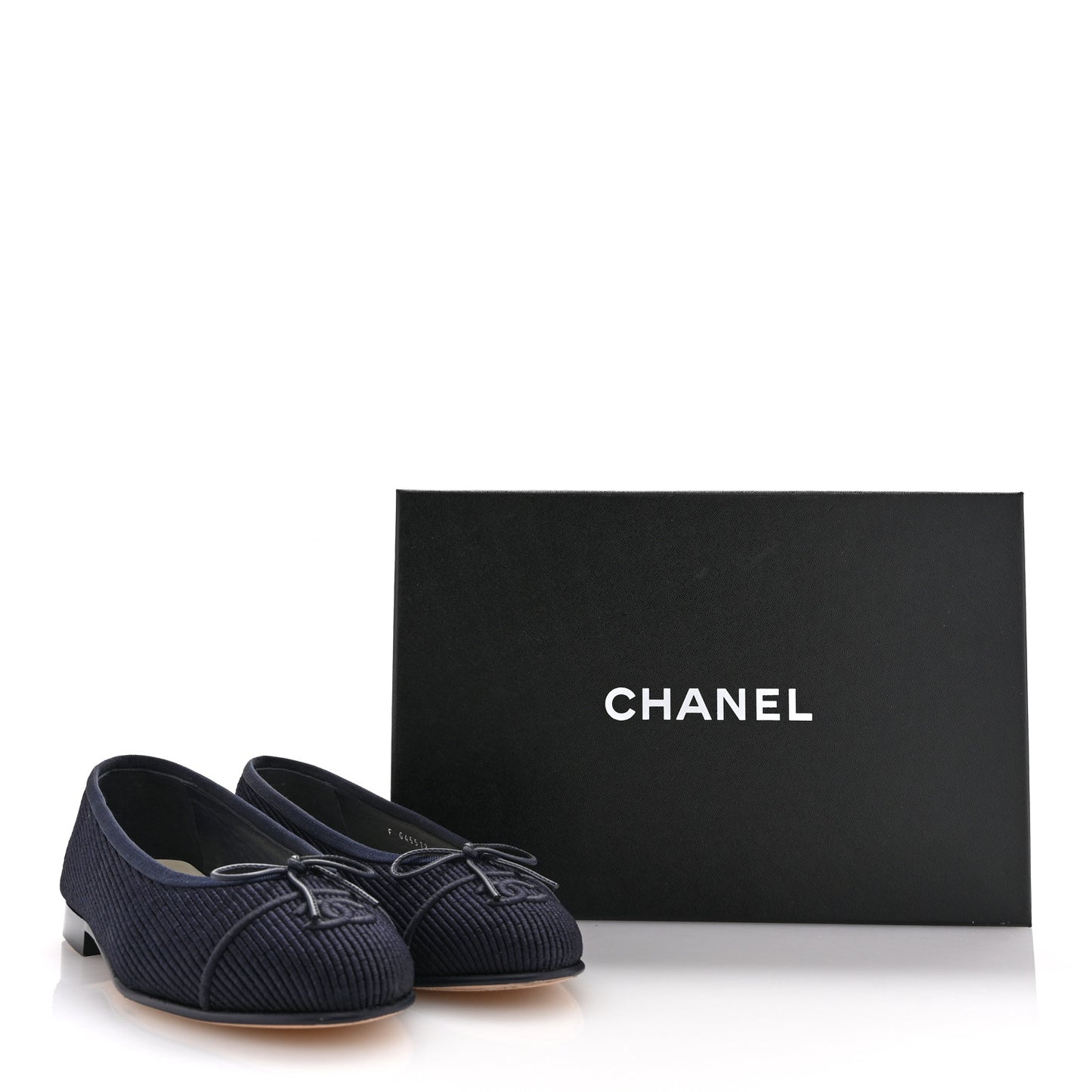 Embroidered Fabric Cap Toe CC Ballerina Flats 37 Dark Navy Blue