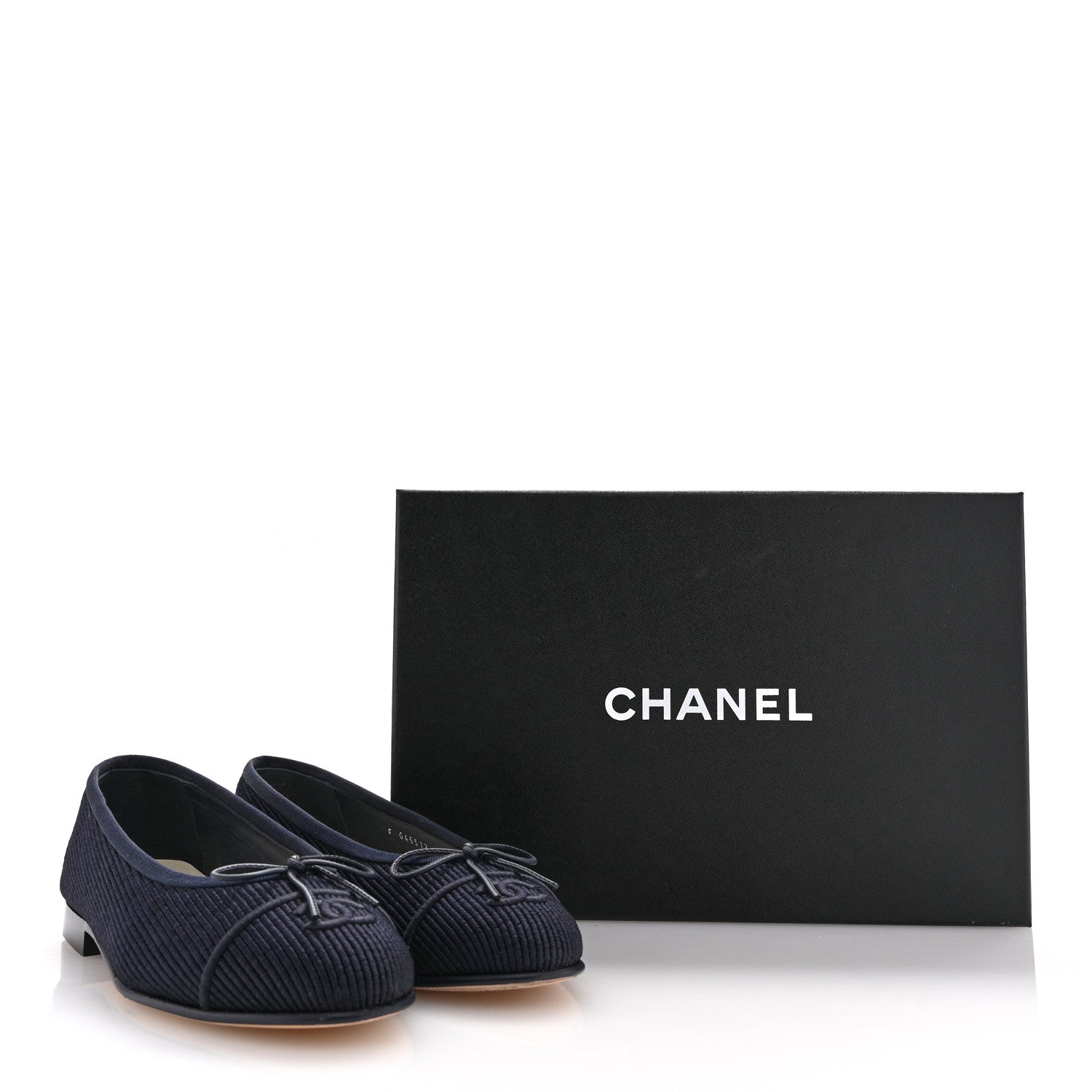Chanel Embroidered Fabric Cap Toe CC Ballerina Flats 37 Dark Navy Blue 11 of 11