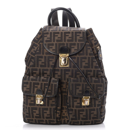 Fendi Zucca Drawstring Flap Backpack Tobacco 1 of 9