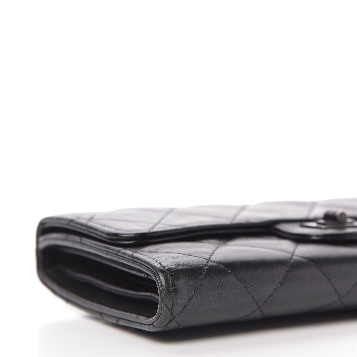 Metallic Aged Calfskin Quilted Reissue Long Flap Wallet So Black