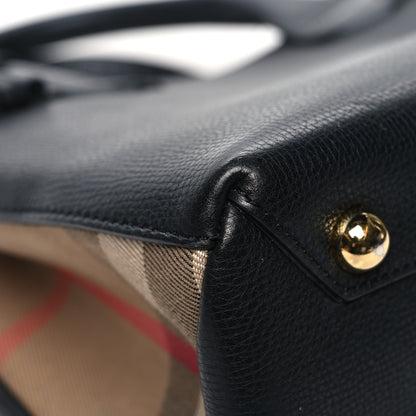 Burberry Derby Calfskin House Check Small Banner Tote Black 9 of 14