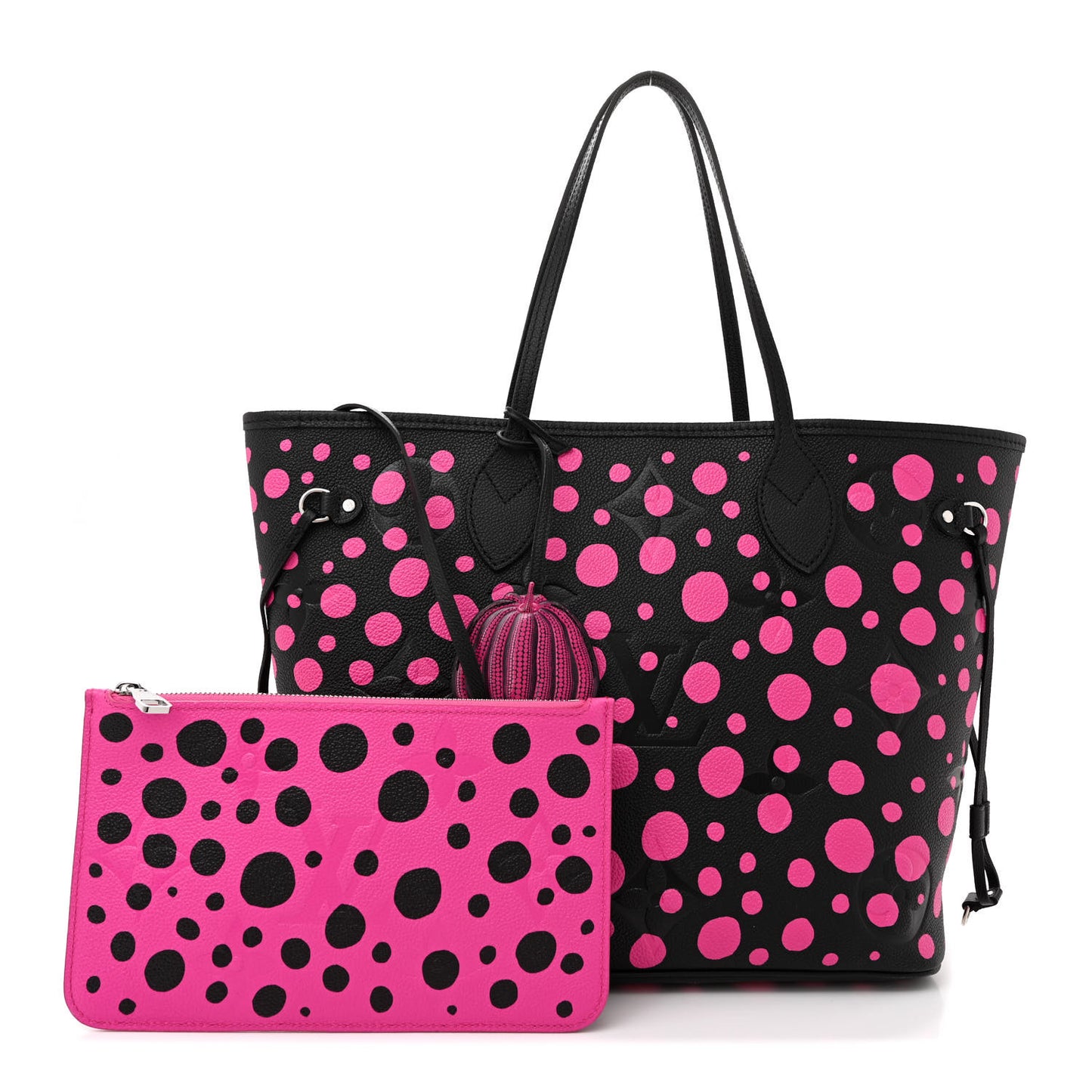 LV X YK Empreinte Infinity Dots Neverfull MM Black Fuchsia
