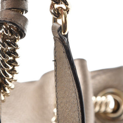 Gucci Metallic Pebbled Calfskin Medium Soho Chain Shoulder Bag Golden Beige 11 of 16