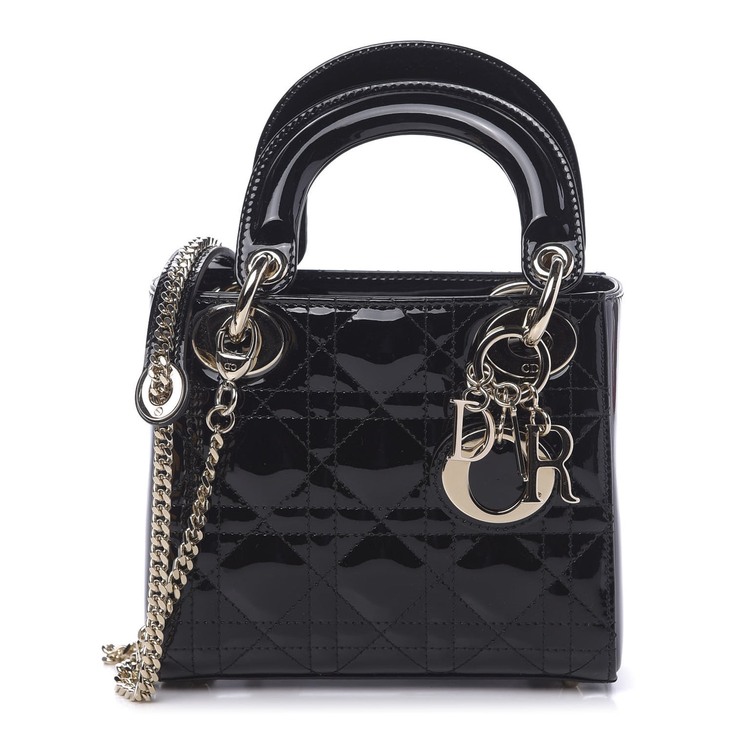 Patent Cannage Mini Lady Dior Black