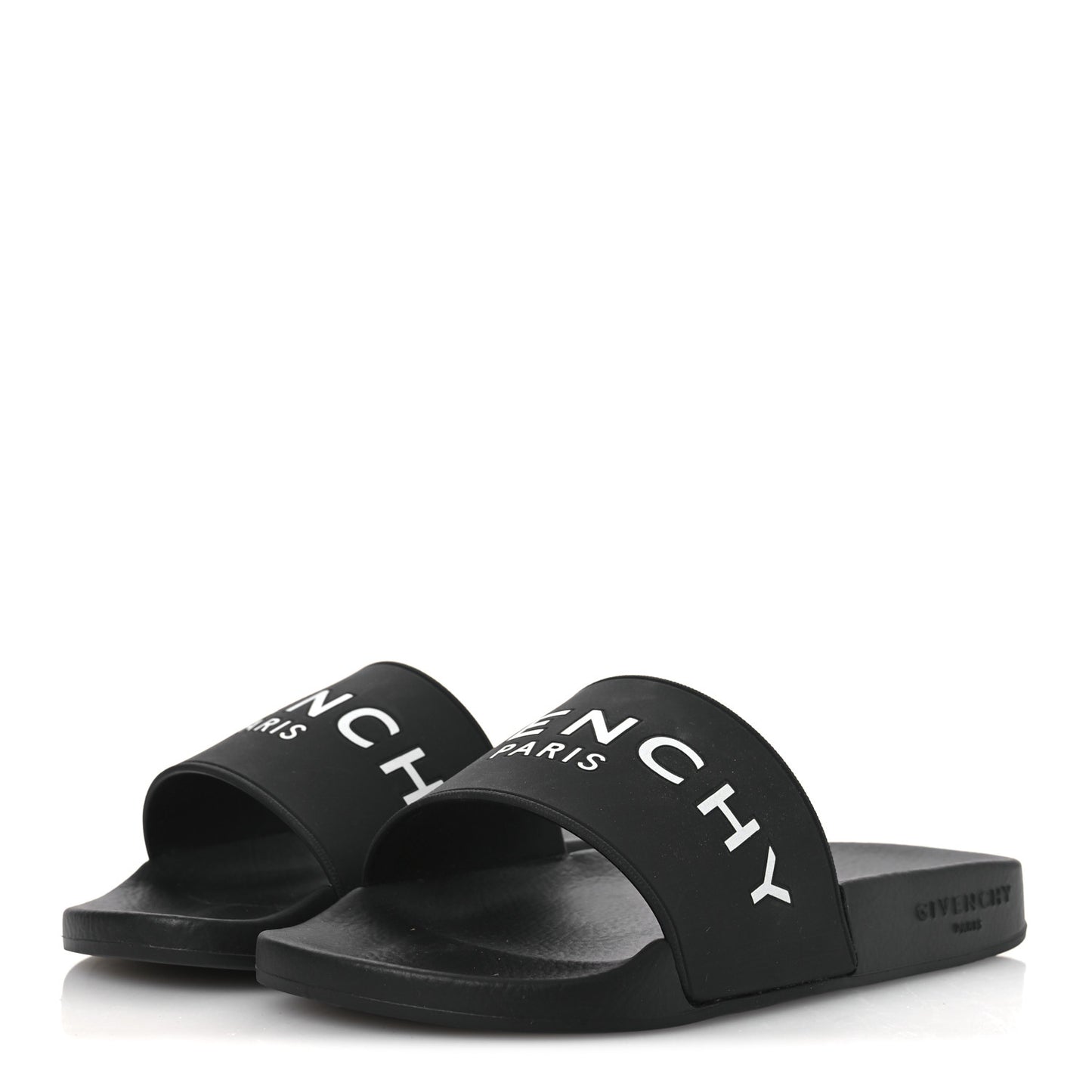 Rubber Logo Pool Slide Sandals 35 Black