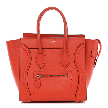 Celine Drummed Calfskin Micro Luggage Vermillion 1 of 8