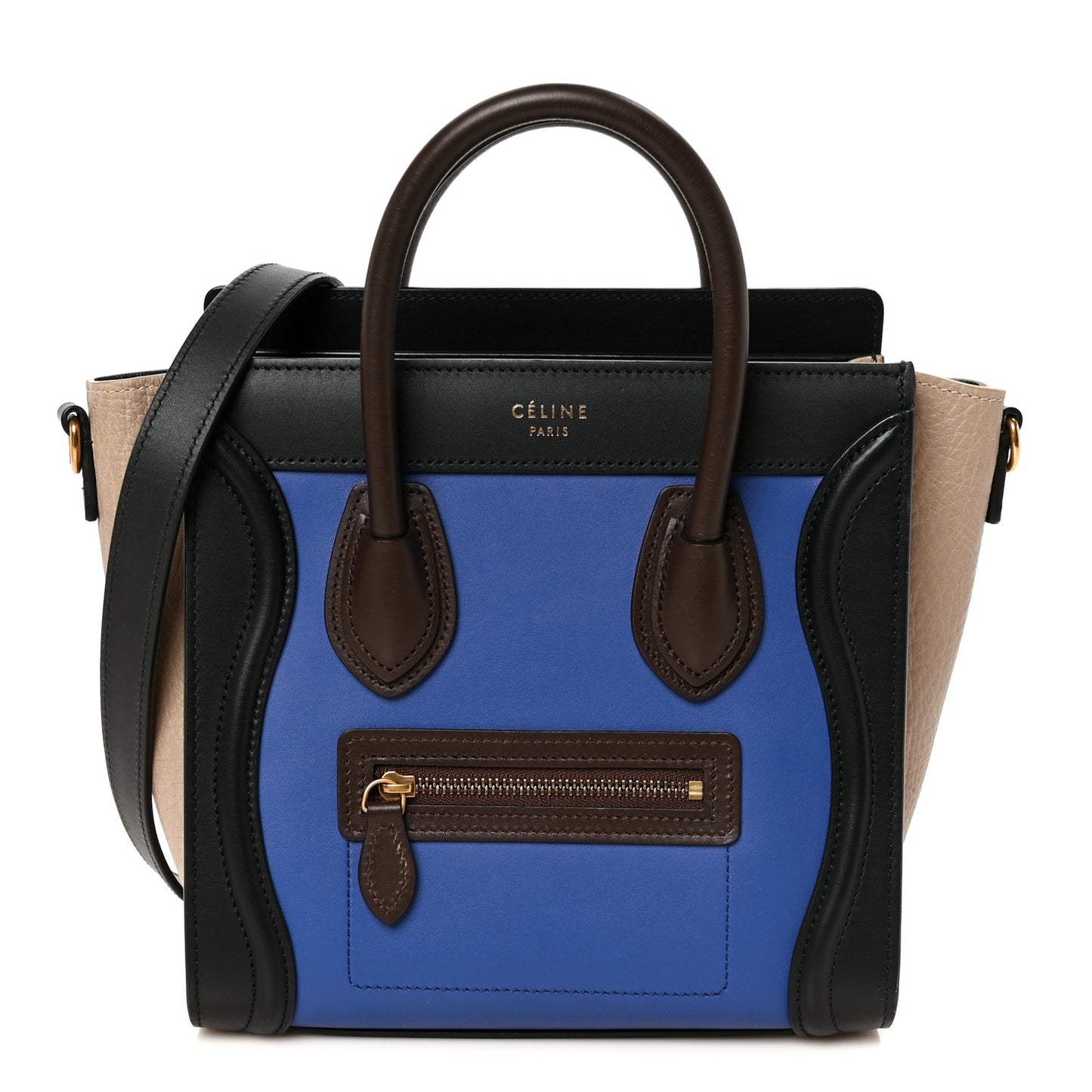 Smooth Calfskin Bullhide Nano Tri-Color Luggage Indigo