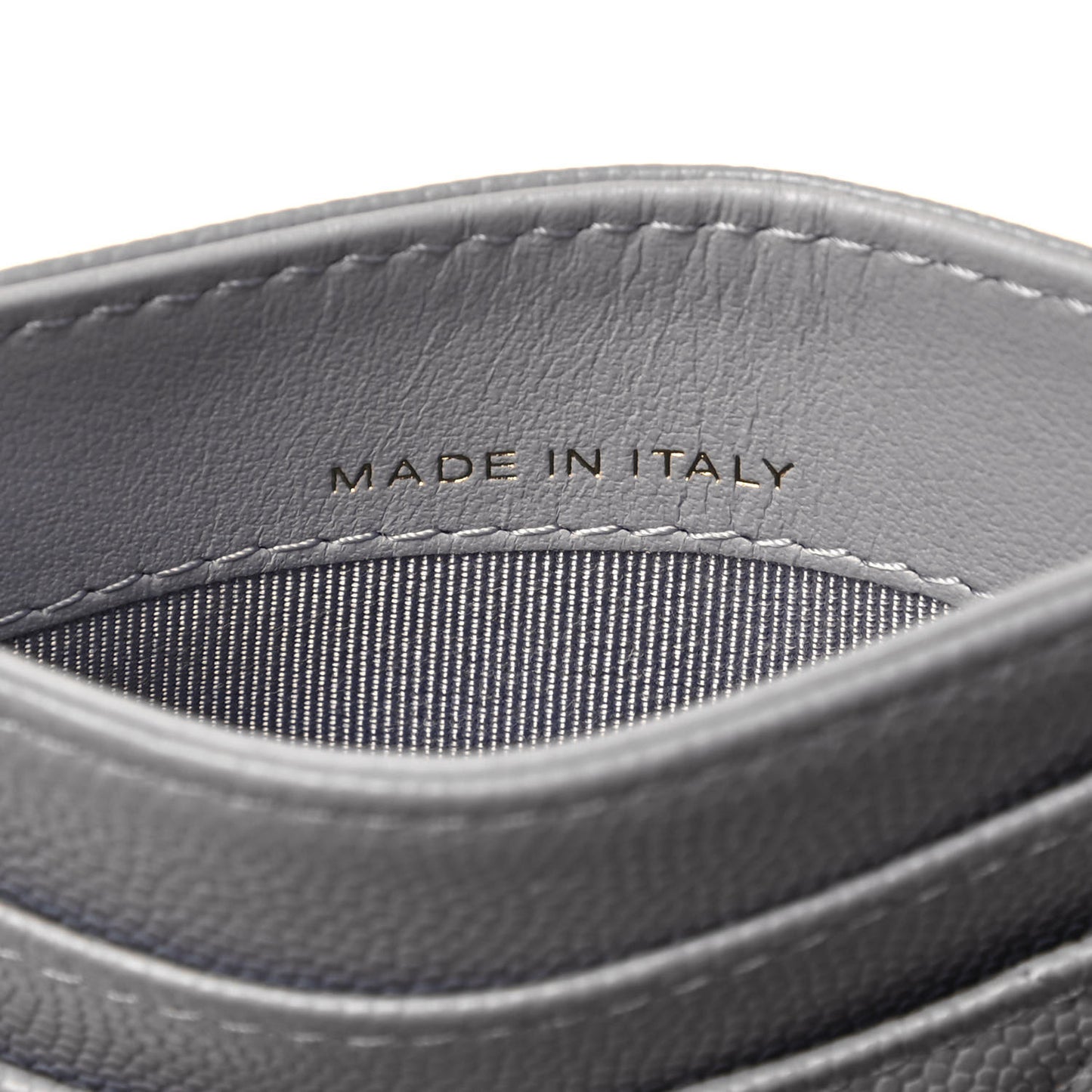 Caviar Quilted Card Holder Grey