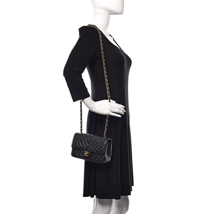 Chanel Iridescent Calfskin Chevron Quilted Mini Rectangular Flap Black 2 of 11