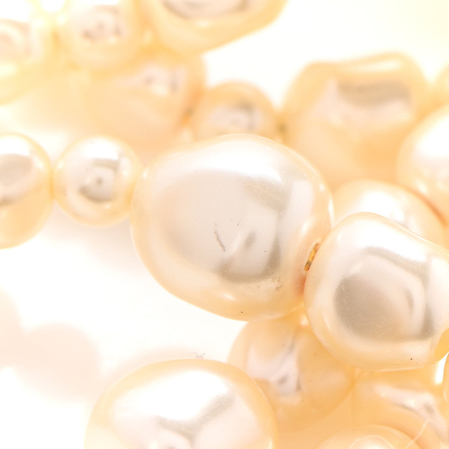 Graduated Pearl Crystal CC Multi Strand Necklace Gold