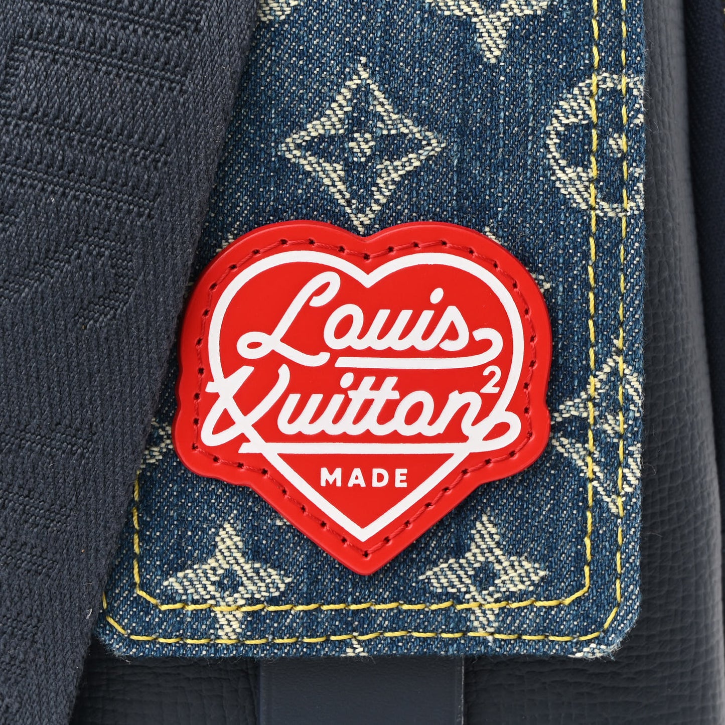 X NIGO Denim Monogram Flat Double Phone Pouch