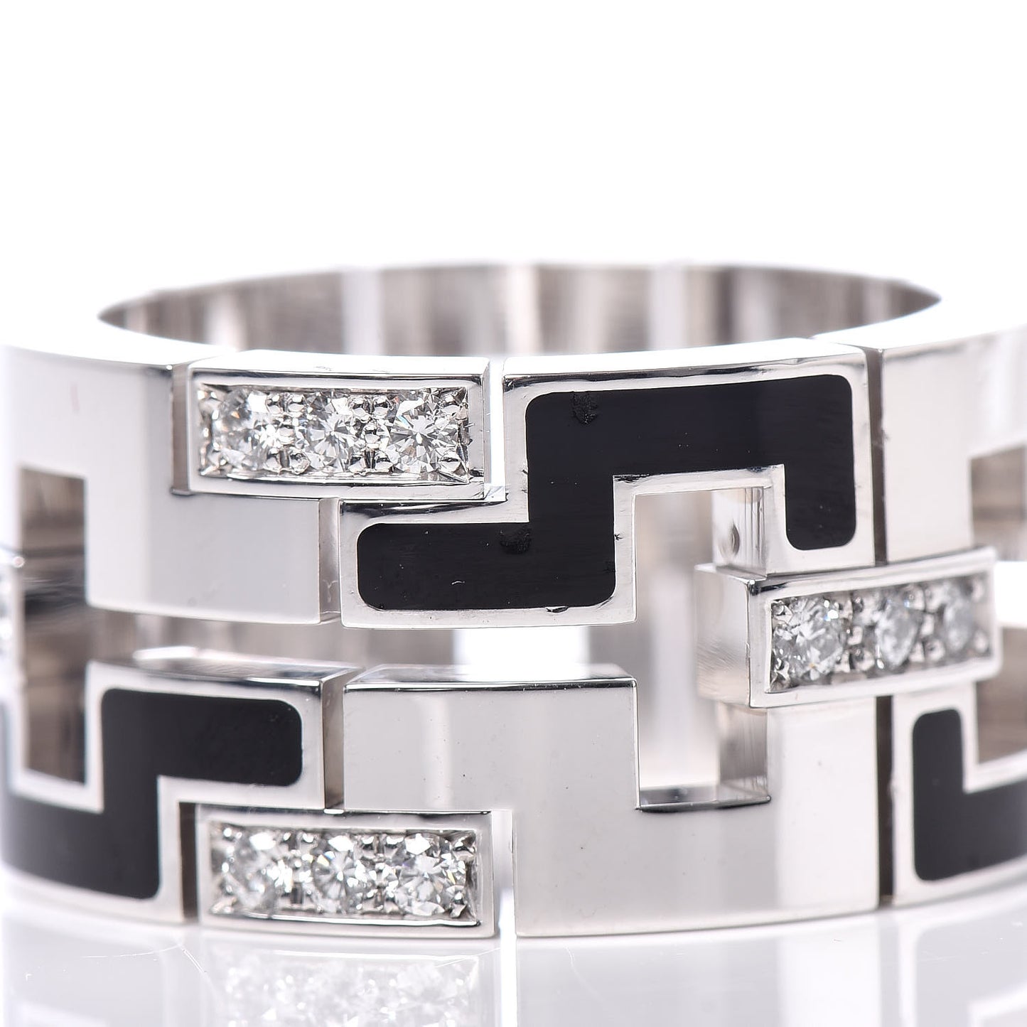 18K White Gold Enamel Diamond Le Baiser Du Dragon Ring 52 6