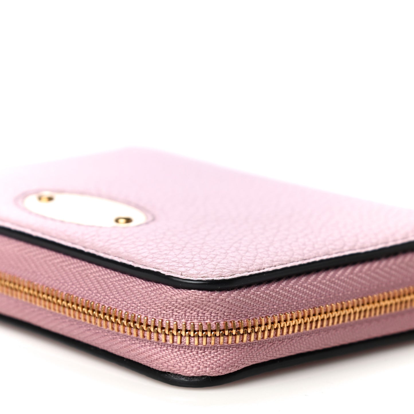 Small Classic Grain Compact Zip Wallet Powder Pink
