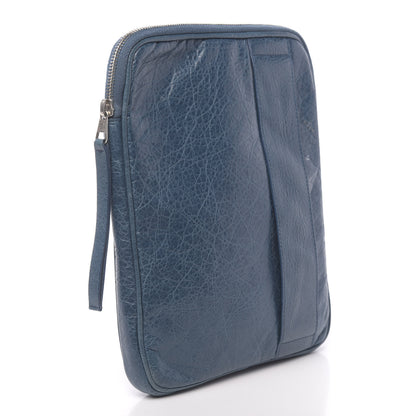 Balenciaga Agneau Arena Classic Silver Hardware Porte iPad Case Bleu Mineral 3 of 11