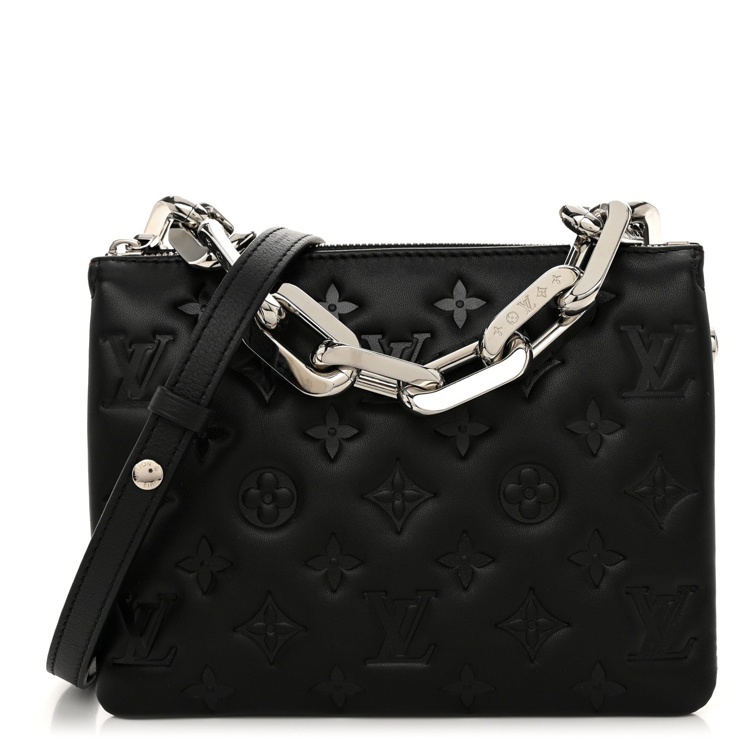 Louis Vuitton Lambskin Embossed Monogram Coussin BB Black 1 of 12