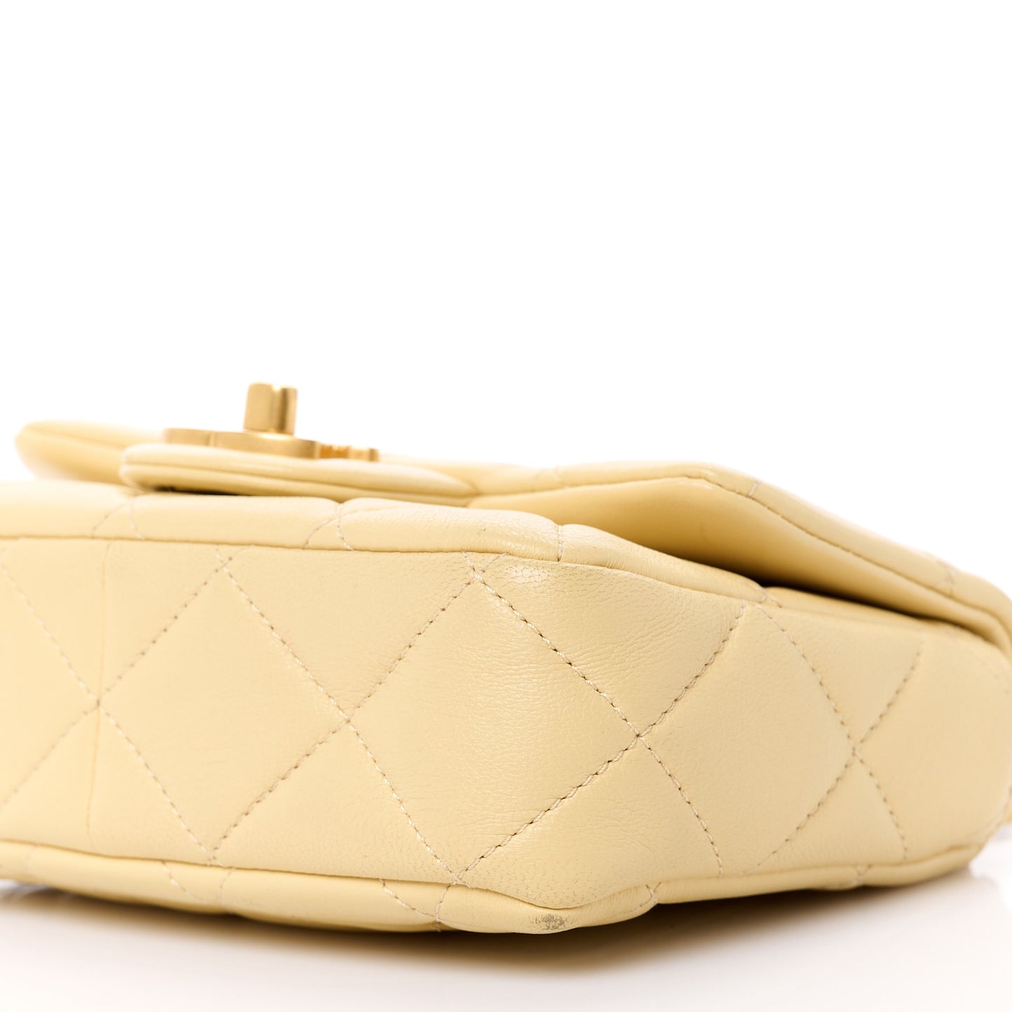 Lambskin Enamel Quilted Mini Pending CC Square Flap Yellow