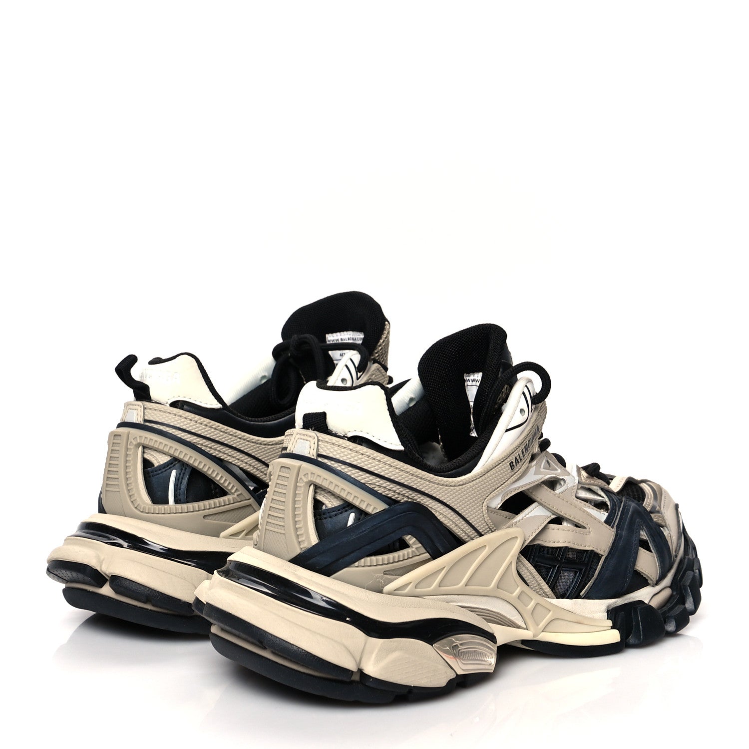 Balenciaga Rubber Mesh Bi-Color Mens Track.2 Open Sneakers 40 Beige Black 4 of 7