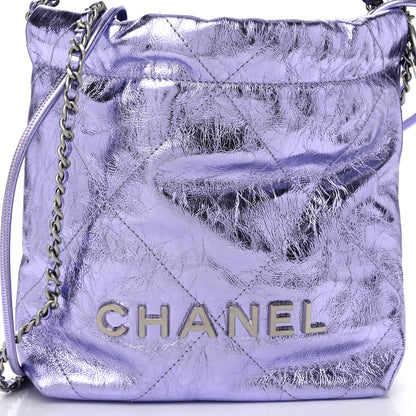 Chanel Metallic Calfskin Quilted Mini Chanel 22 Lilac 8 of 10